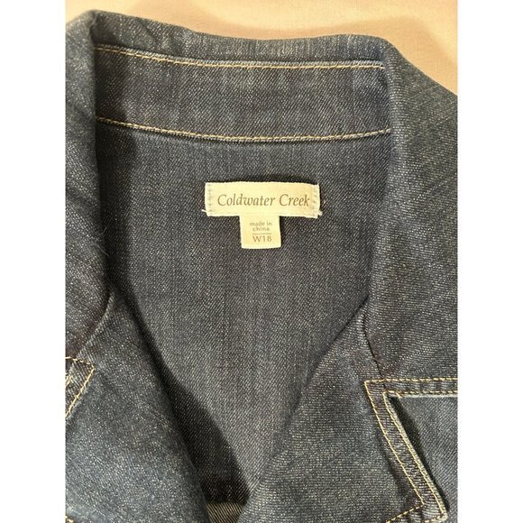 Women's Coldwater Creek Denim Blue Collared Jean Jacket 3/4 Sleeves‎ 18W - Picture 5 of 12